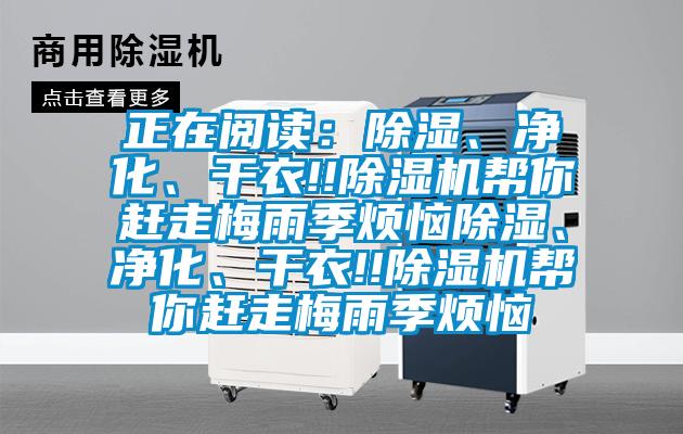 正在閱讀：除濕、凈化、干衣!!除濕機(jī)幫你趕走梅雨季煩惱除濕、凈化、干衣!!除濕機(jī)幫你趕走梅雨季煩惱